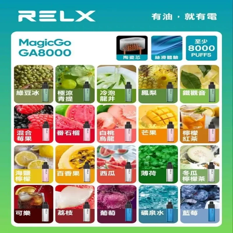 【荔枝】Relx GA8000口拋棄式|悦刻拋棄式煙桿|2026全新口味上線